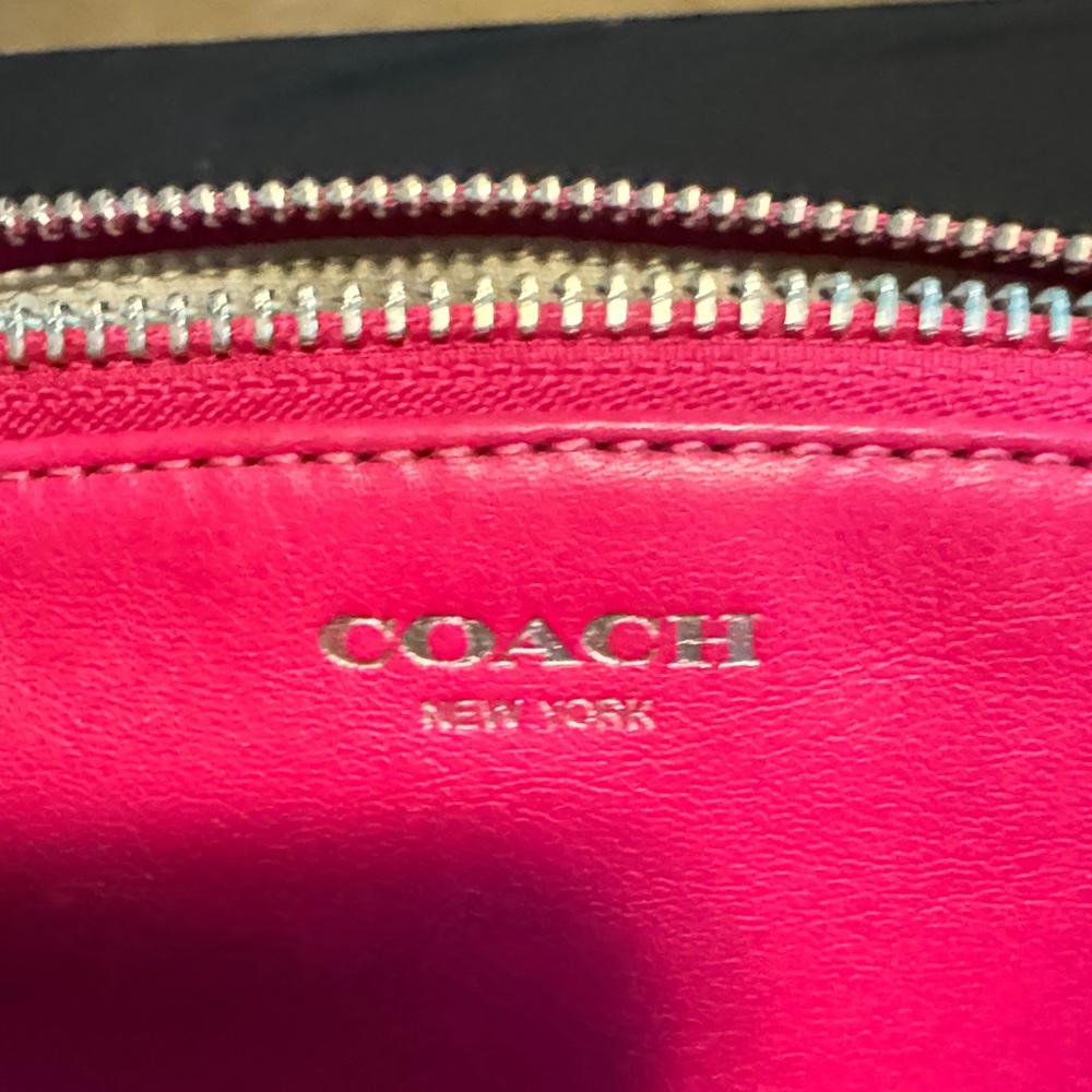 Coach Hot Pink Leather Cosmetic Pouch - Picture 2 of 11
